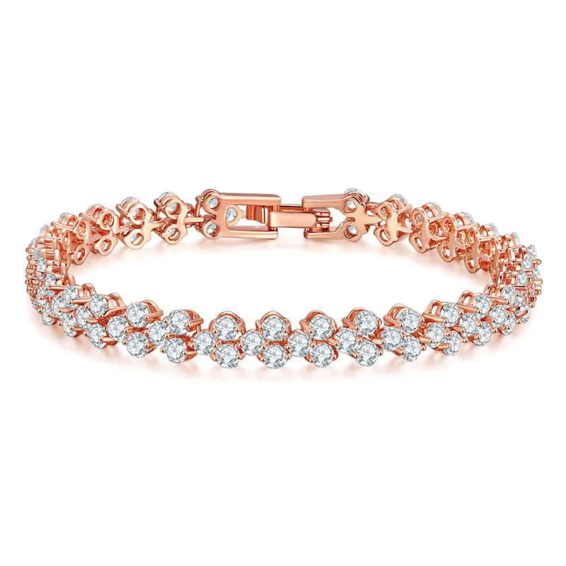 MxGxFam 17 cm/19 cm Volledige Zirkoon Armbanden Voor Elegante Vrouwen AAA + Kubieke Ziron Mode-sieraden Rose Wit Goud Kleur OL Stijl