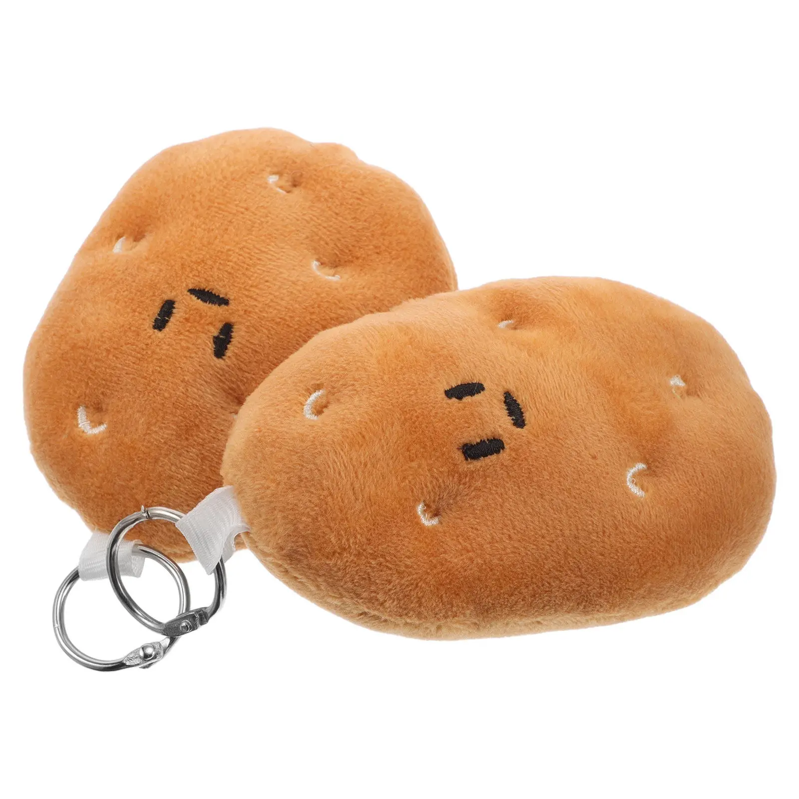 

2Pcs Cute Potato Keychain Pendant Soft Stuffed Bag Charm Car Key Decoration Funny Food Inspired Mini Ornament for Girls Friends