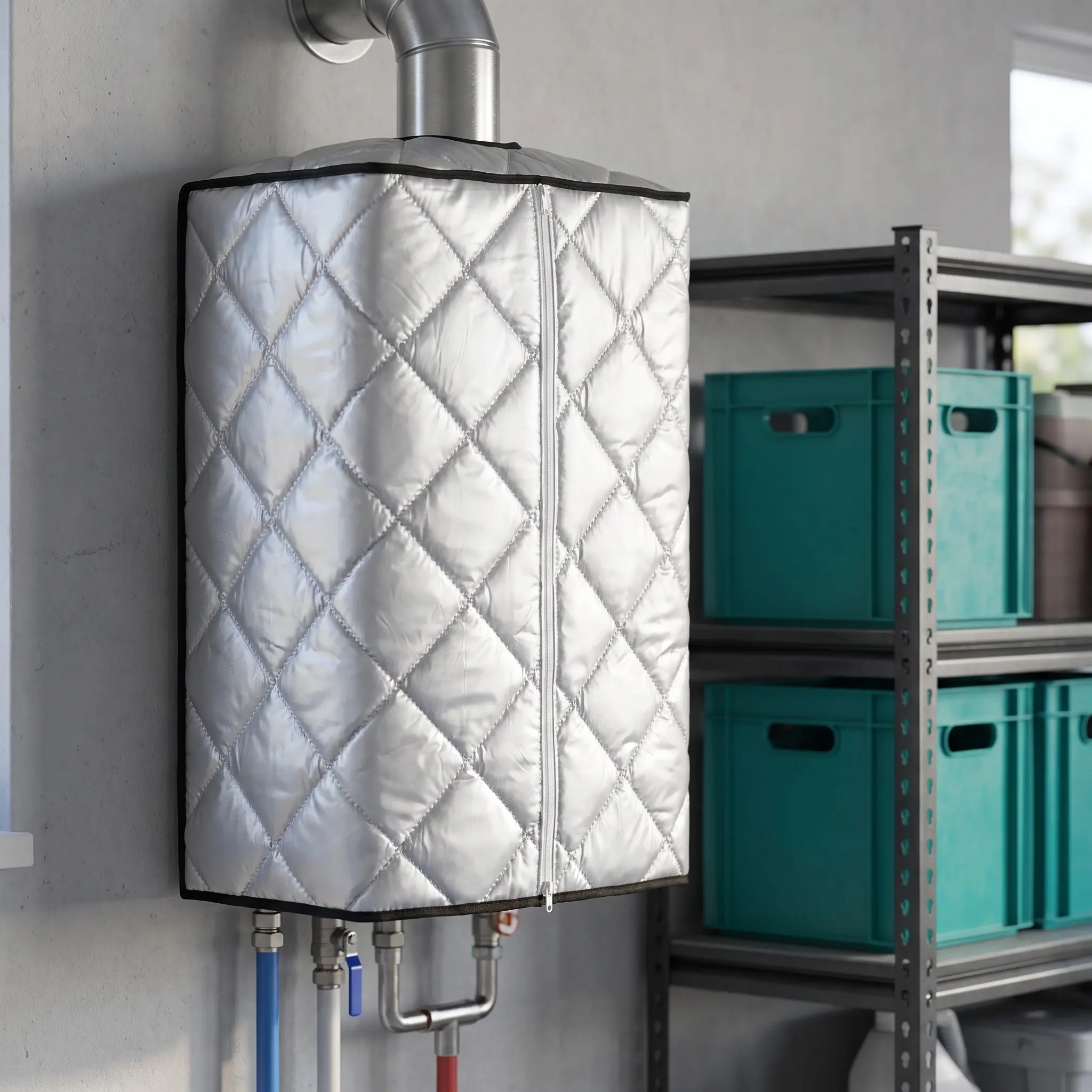 Tankless Water Heater Cover Outdoor Waterproof Insulated Protective Freezing Weather Dustproof Enclosure Zippers Winter