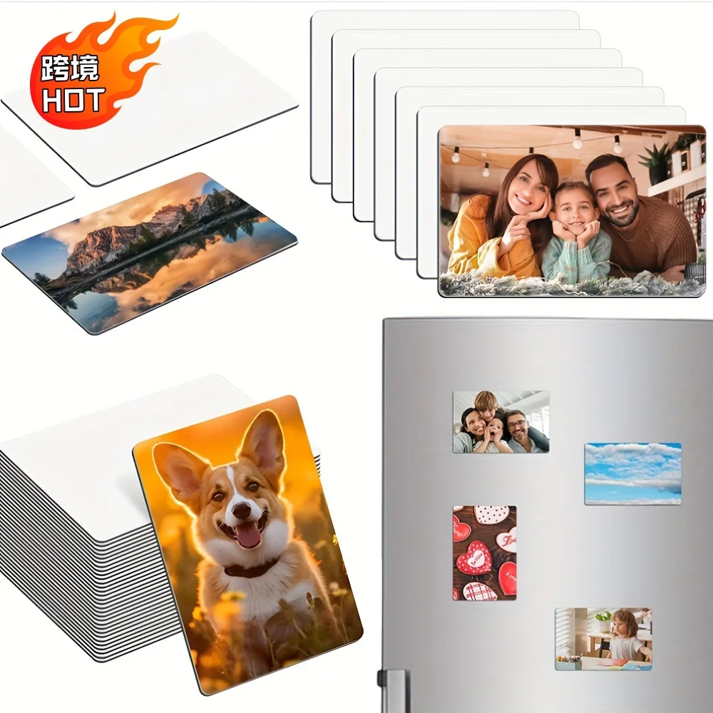 

50Pcs/Lot Rectangular Sublimation Blank Fridge Magnet for Kitchen Microwave Oven Decor Blank Customizable Magnet
