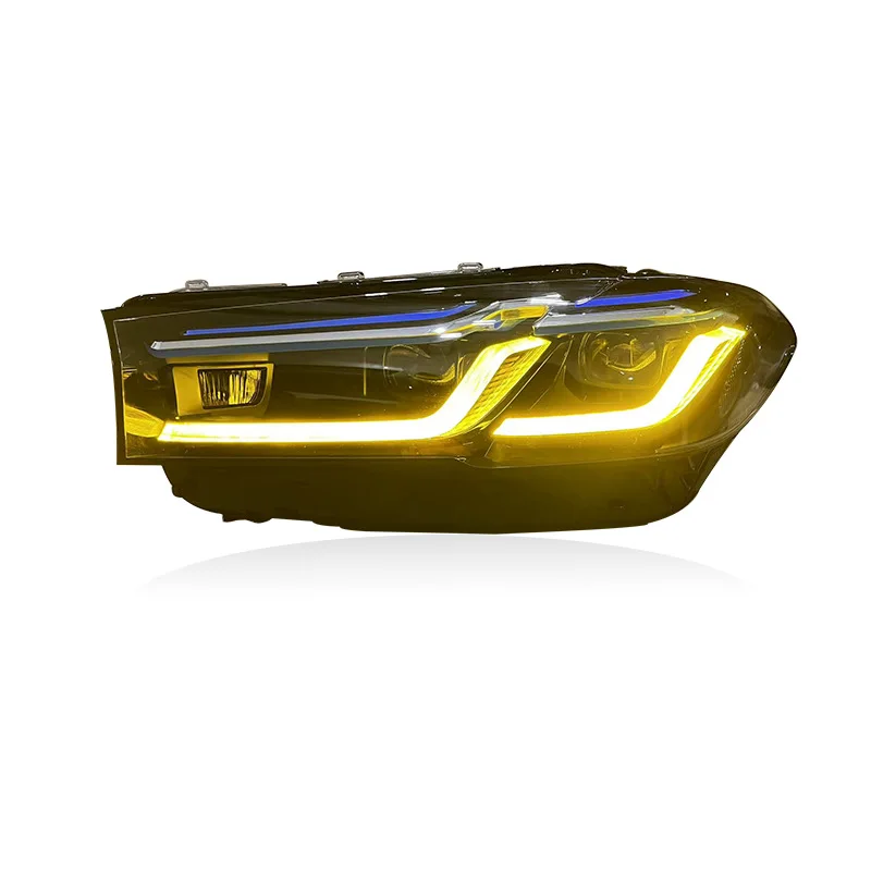 

For BMW 21-23 G30-G38 New Five Series Golden Eye Blue Eyebrow Headlight Assembly Two-Color Version with 6000K Color Temperature