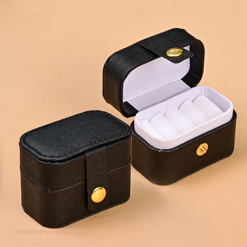 Mini Portable PU Leather Or Flannelette Zipper Jewelry Box Ring Necklace Earrings Pendant Multi-functional Jewelry Storage Box image 4