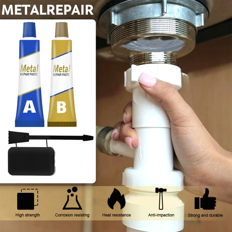 2024 New Metal Repair Paste Set Engine Weld Adhesive Waterproof Heat Resistance Multi-purpose Fit for Metal Wood Glass ABS PVC