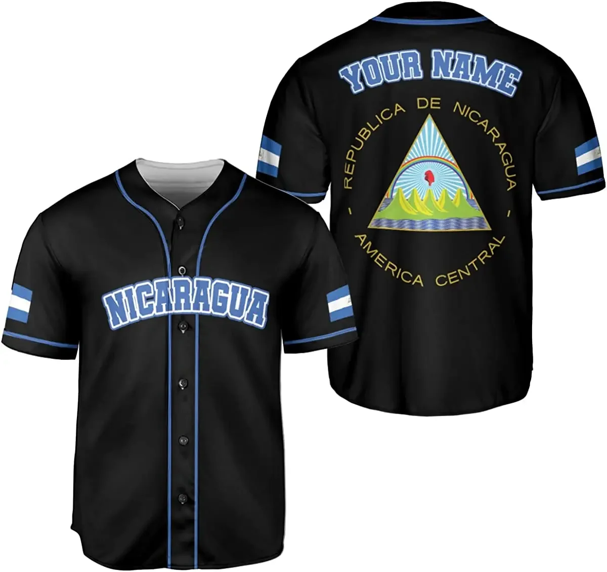 Men's  baseball shirt Custom Nicaragua Flag 3D Print Mesh  Baseball Jersey Shirt Top Tee Men Streetwear Short Sleeve Sport