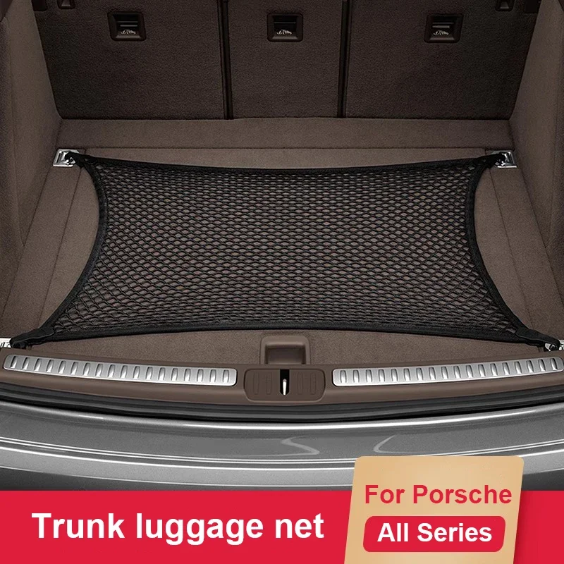 

Car Mesh Elastic Nylon Rear Back Cargo Trunk Storage Organizer Luggage Net Holder For Porsche Cayenne Panamera Macan All Series