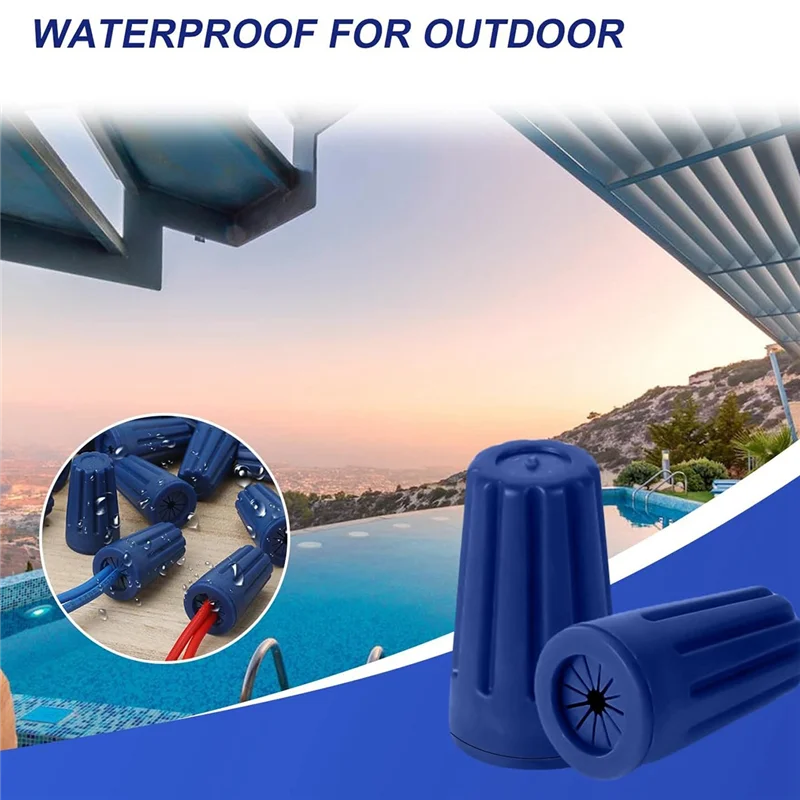 

A01F-50Pcs Waterproof Wire Nuts Outdoor Electrical Wire Connectors For Sprinkler LED Landscape Light Irrigation Valves Blue