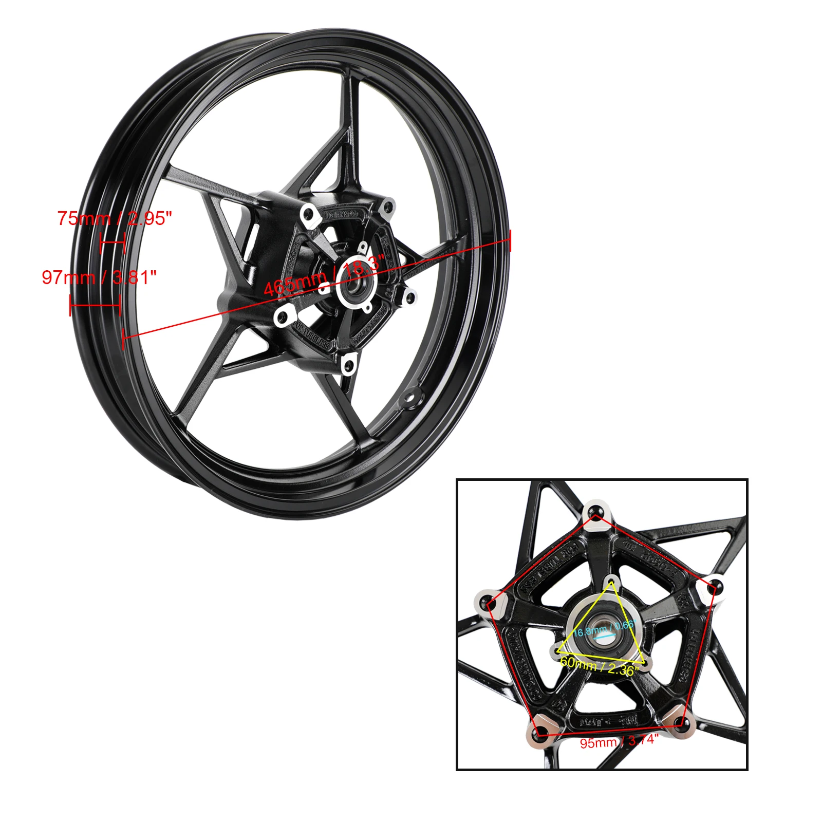 Areyourshop Glossy Black Front Wheel Rim For Kawasaki Z400 EX400 Ninja 400 ABS 2018-2023 Motorcycle Accessories