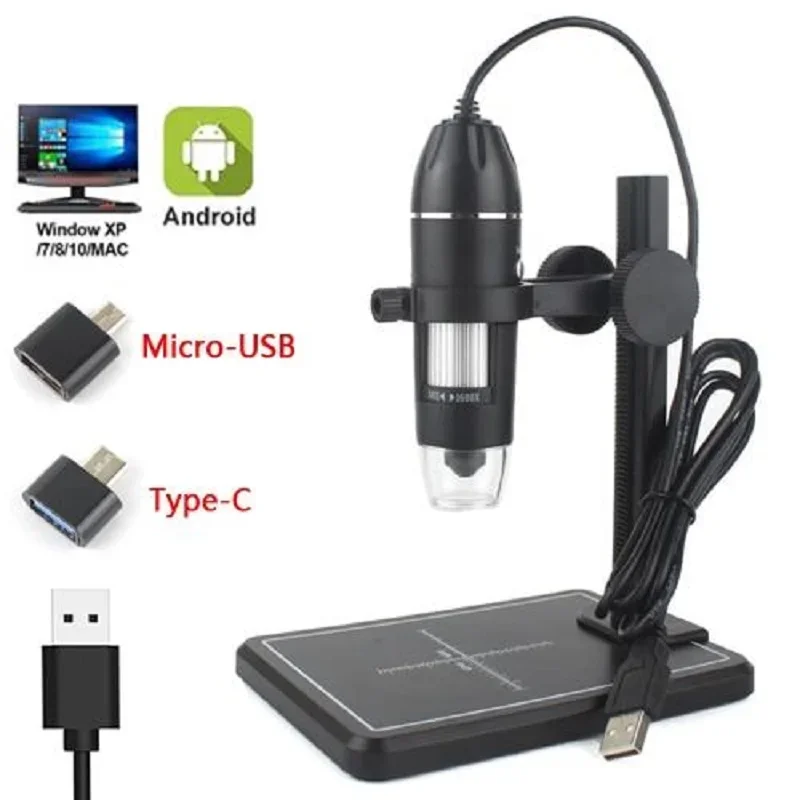 USB Digital Microscope 3 in 1 LED 1000X 1600X Magnifier Electronic Endoscope Camera for Phone PCB Motherboard Repair Tools