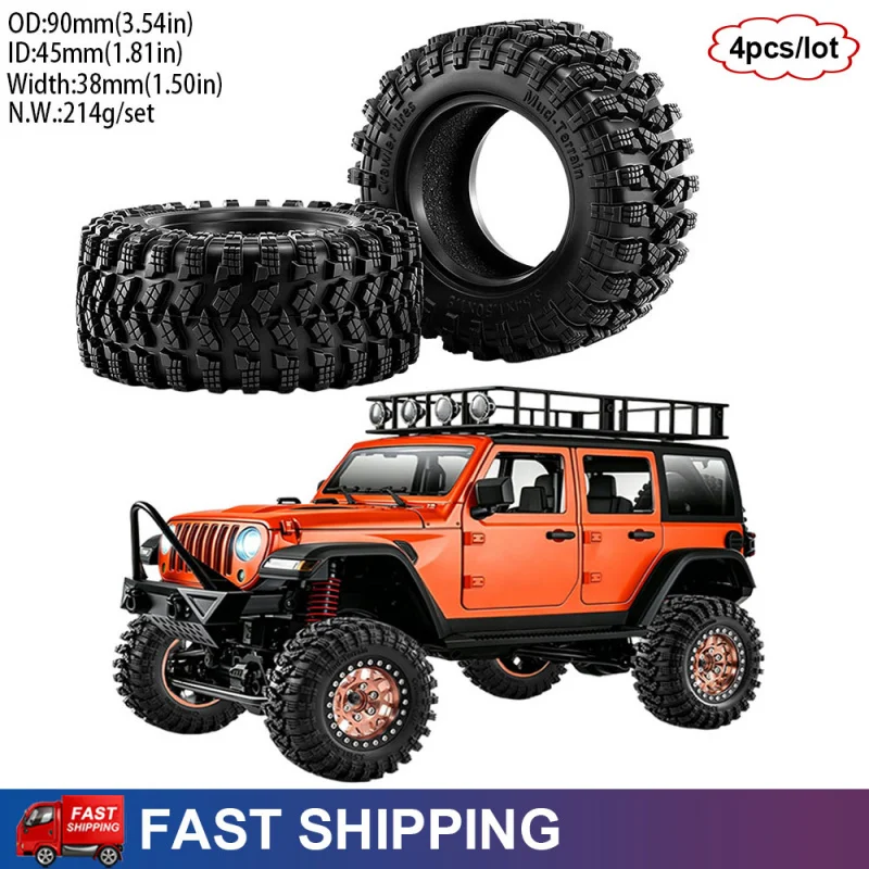 4 pneus en caoutchouc de 1,9 pouce pour Traxxas TRX4 TRX6 Axial SCX10 90046 D90 RC Crawler 1/10, pièces de mise à niveau