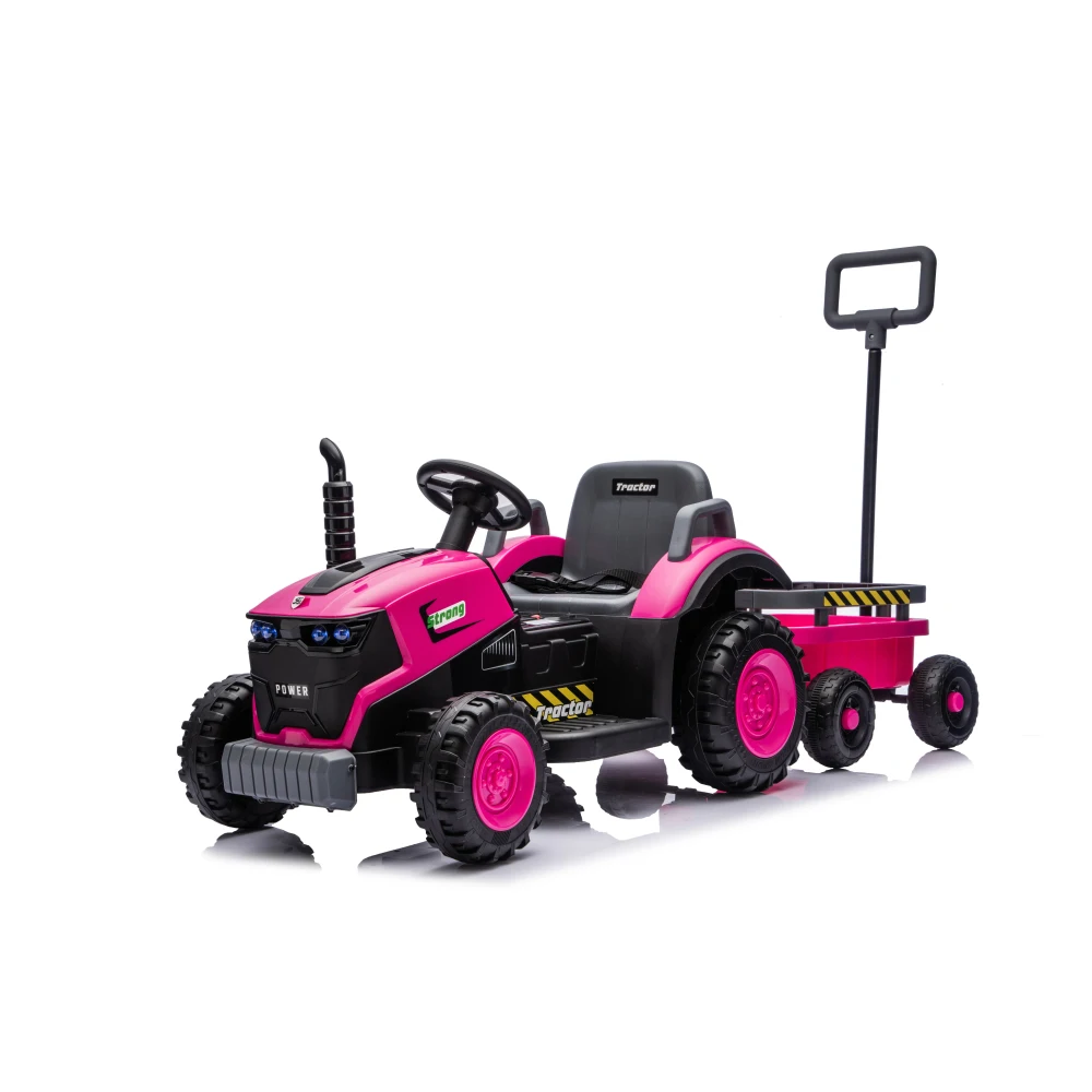 รถแทรกเตอร์ไฟฟ้าสำหรับเด็กพร้อมรถพ่วง 12V รถของเล่นแทรกเตอร์ฟาร์มสำหรับเด็กพร้อมไฟ LED สำหรับเด็กอายุ 3-6 ปี
