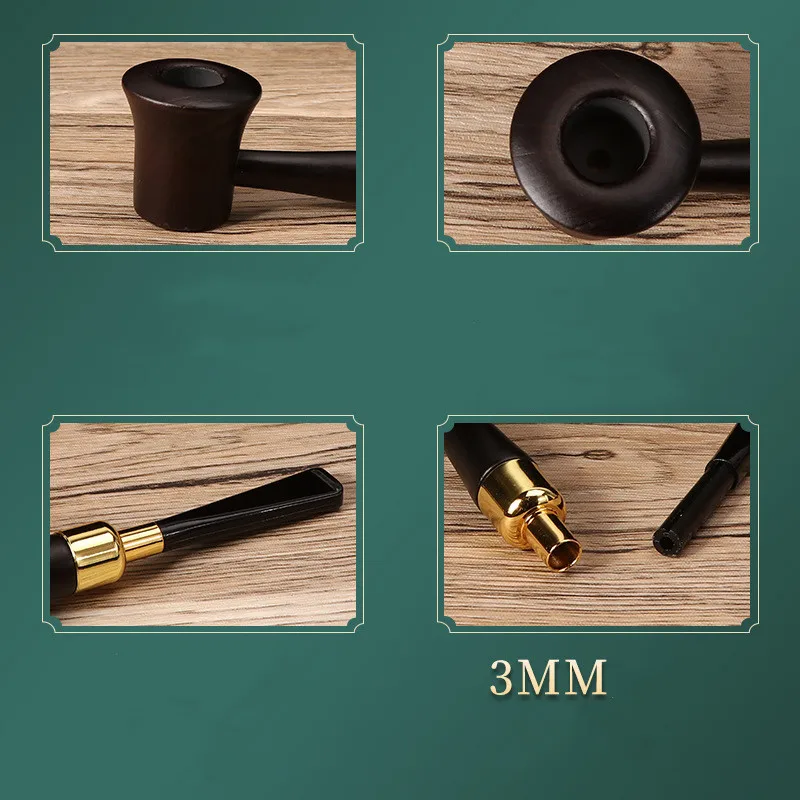 Handmade 3mm Solid Wood Smoking Pipe Tobacco Cigarettes Cigar Pipes Portable Smoking Pipe Grinder Smoke Gifts