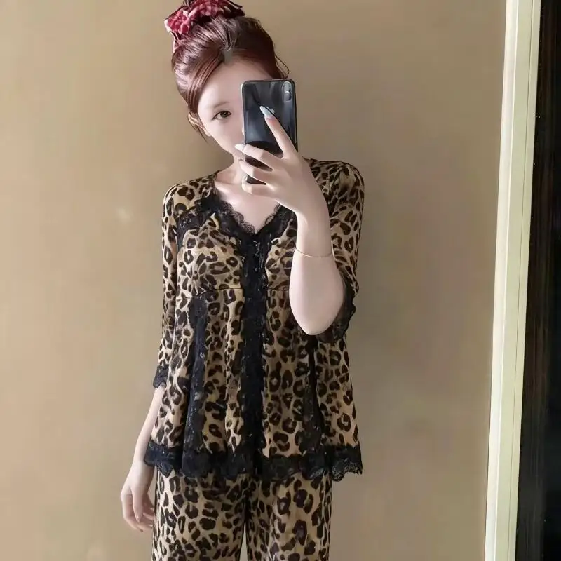 

Elegant Temperament Women's New Lace Home Clothes Fashionable Y2K Spicy Girl Spring Long Sleeved Minimalist Set Comfortabl Soft