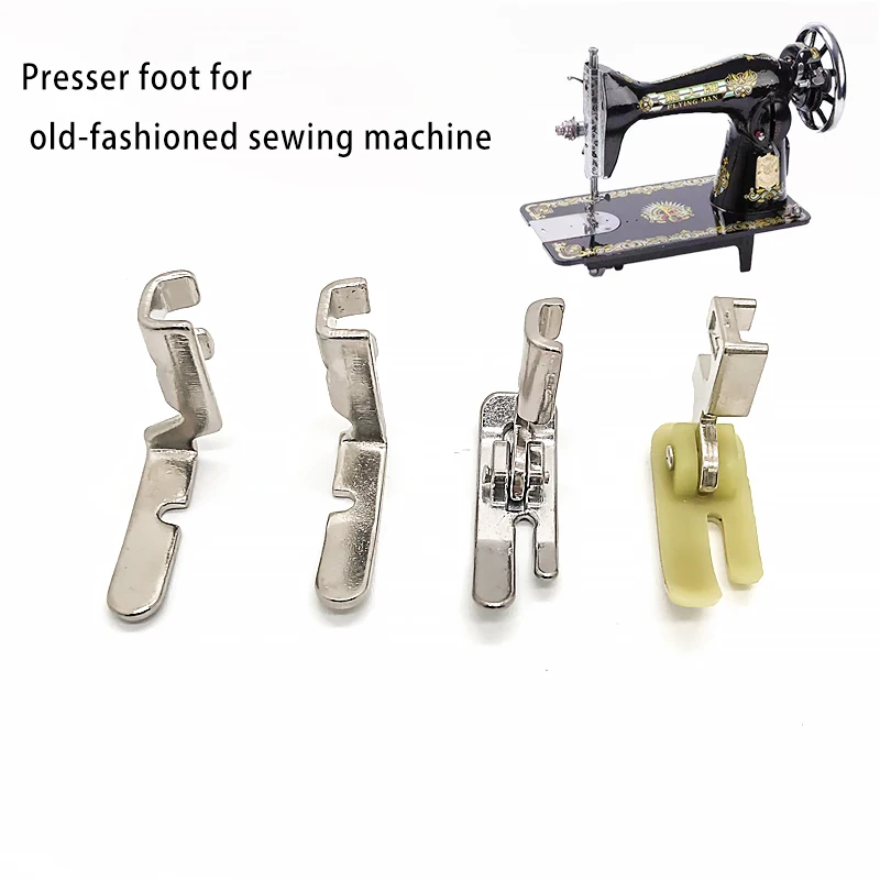 4pcs old sewing machine zipper presser foot set (iron presser foot, plastic presser foot, left hole single side, right hole sing