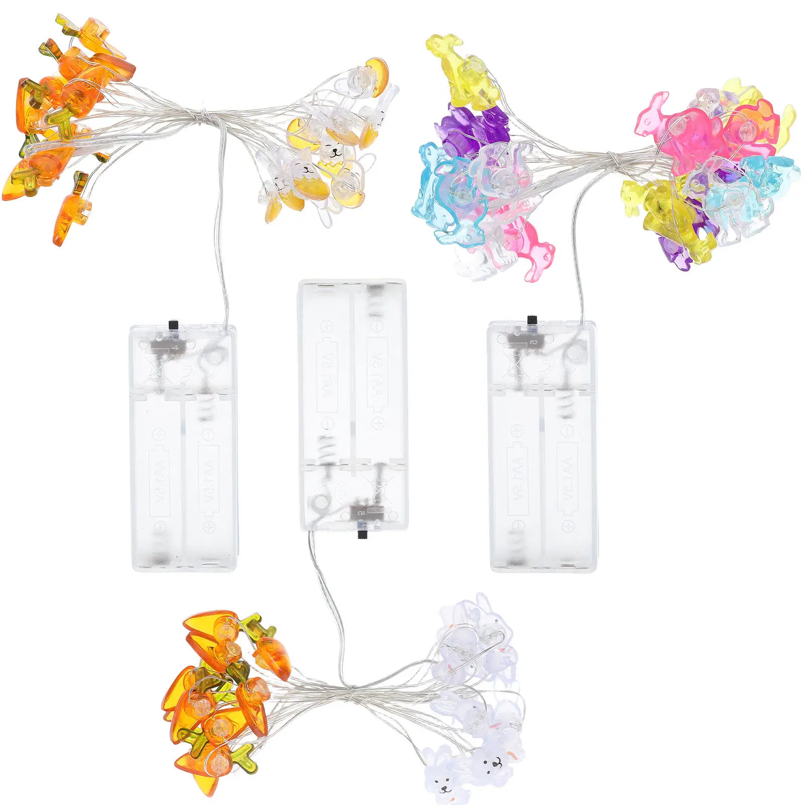 

3Pcs Powered Easter LED String Lights Bunny Carrot Egg Fairy Lights for Indoor Outdoor Seasonal Holiday Party Decoration