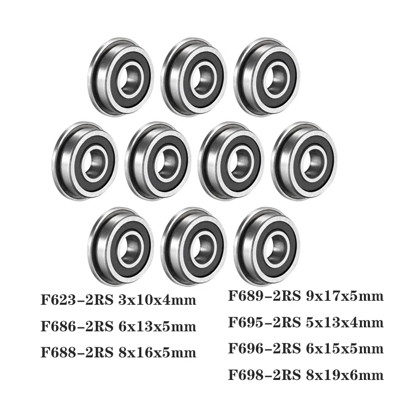 10szt F623 F686 F688 F689 F695 F696 F698 -2RS Łożysko 5x13x4mm Miniaturowe łożyska kulkowe poprzeczne z kołnierzem do drukarki 3D VORON