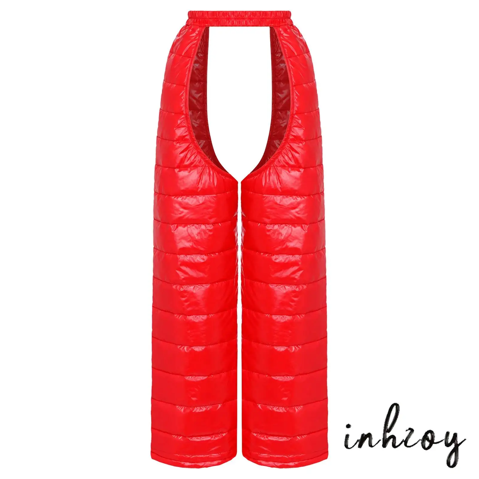 Women Rave Party Jazz Disco Pants Water Resistant Padded Elastic Waistband Open Crotch Trousers Carnival Club Stage Performance