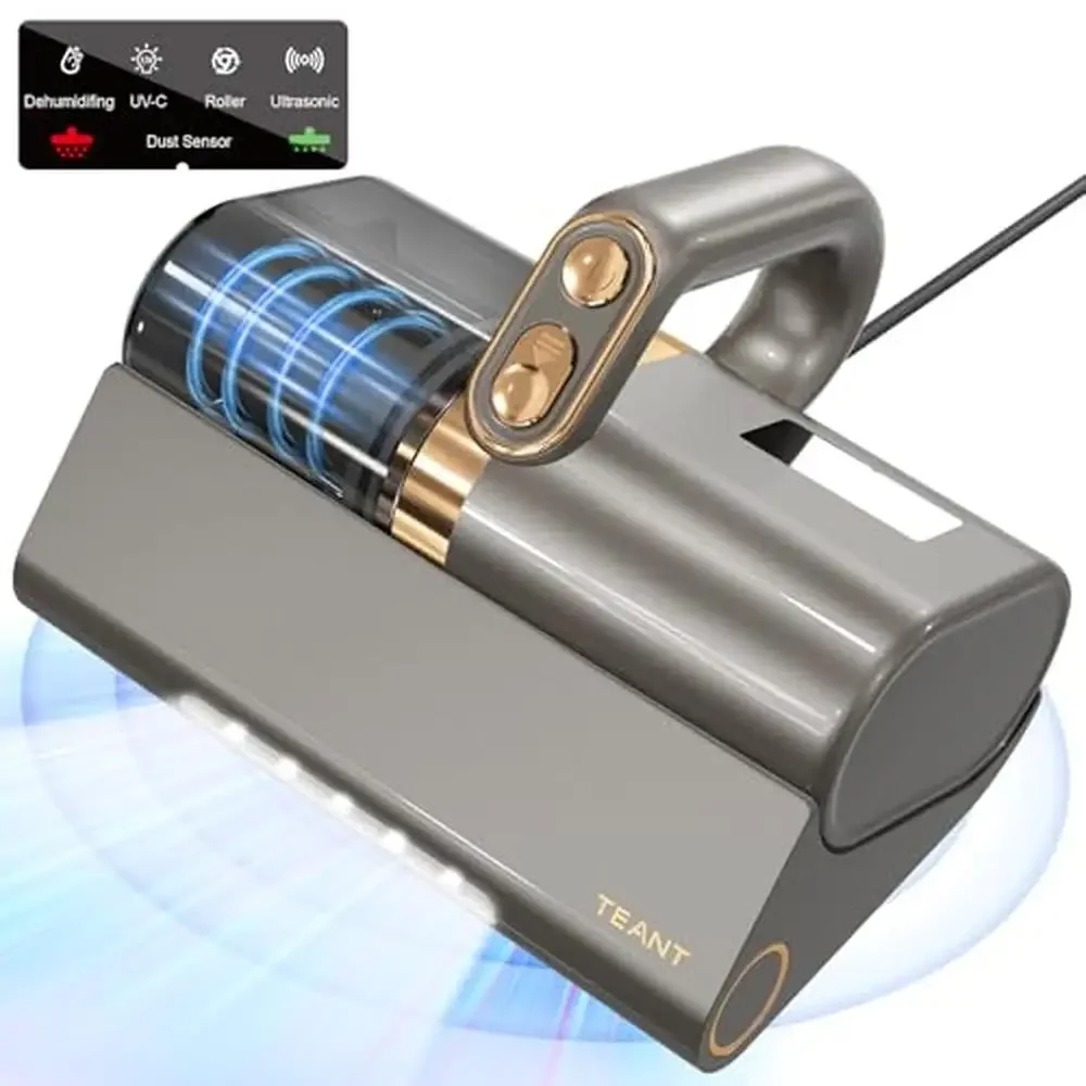 Mattress Vacuum Cleaner UV-C Light HEPA Filter 140℉ Heating 500W 15Kpa Strong Suction Lightweight Portable Washable Filter