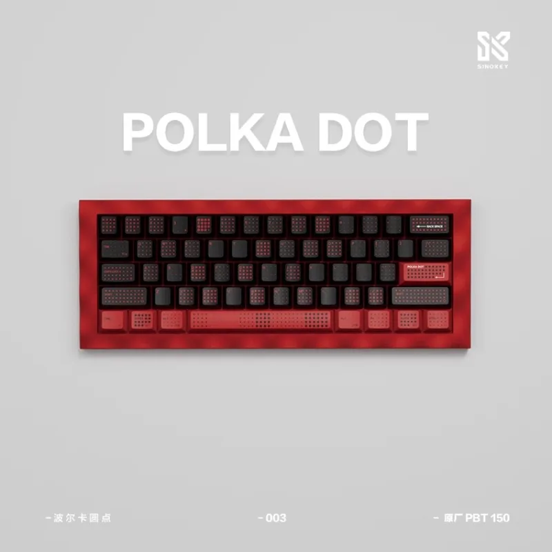 

POLKADOT Black Red Dot Theme Keycaps Set PBT Keyboard Caps Customized Cherry Profile Keycaps for Mechanical Keyboard Accessories