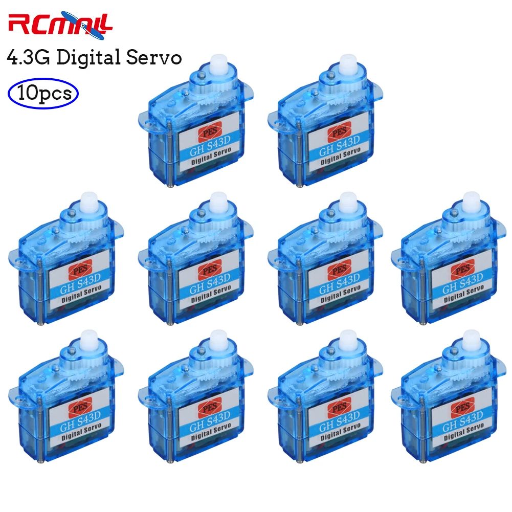 RCmall 10PCS 4.3g Digital Servo Mini Remote Control Steering Gear Micro-Server for Aircraft Model Accessories