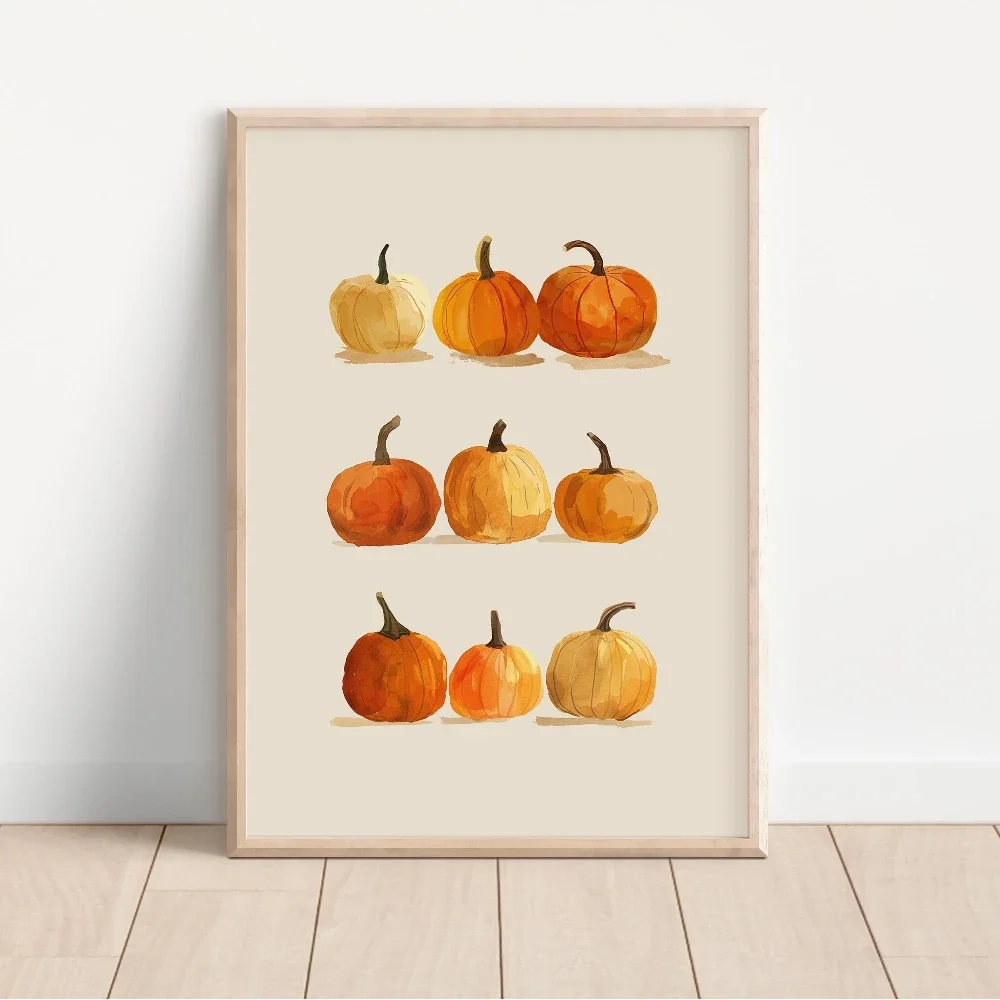 Pumpkins Poster Print Vintage  Autumn Vibes Cute Floral Pumpkins Pink Halloween Art Girly Apartment Decor Fall Home Decor Gift