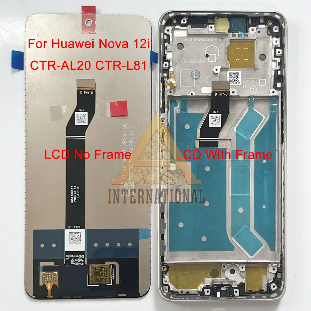 6.7'' Original IPS For Huawei nova 12i LCD CTR-L81 Display Screen+Touch Panel Digitizer For Huawei Nova12i CTR-AL20 LCD Frame