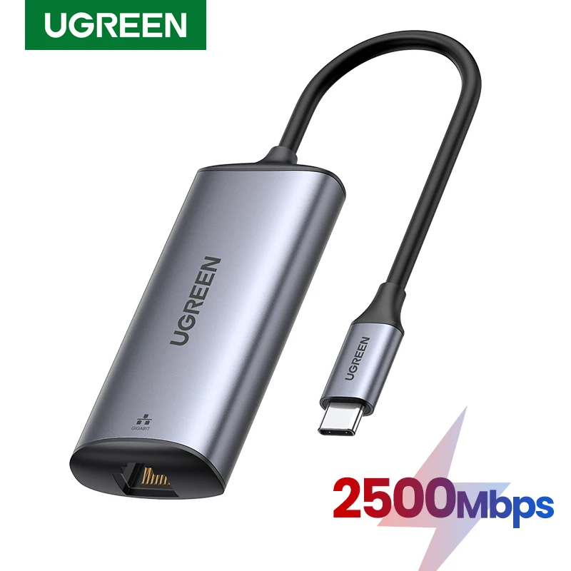 Ugreen 2.5g usb ethernet adaptador 2500mbps usb rj45 thunderbolt 3 lan tipo-c a 2.5 gigabit para computador portátil notebook placa de rede