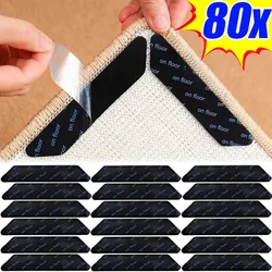 80/8PCS Carpet Non-slip Sticker Reusable Washable Anti Curling Carpet Patch Fixed Stickers Floor Rug Mat Tape Gripper Corner Pad