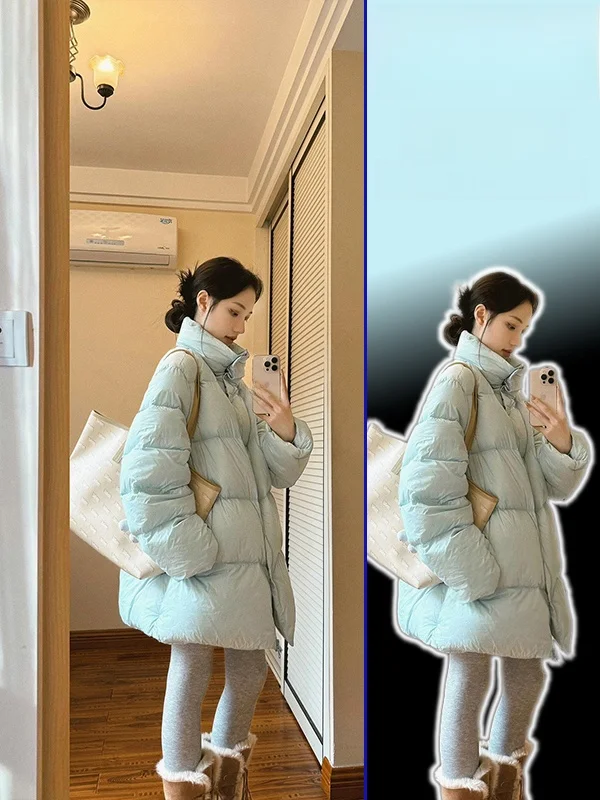 

plus Size Winter Thiened Warm Bread Sle Jaet Women's Loose Fit Cotton Coat Stand Collar Slimming Outerwear