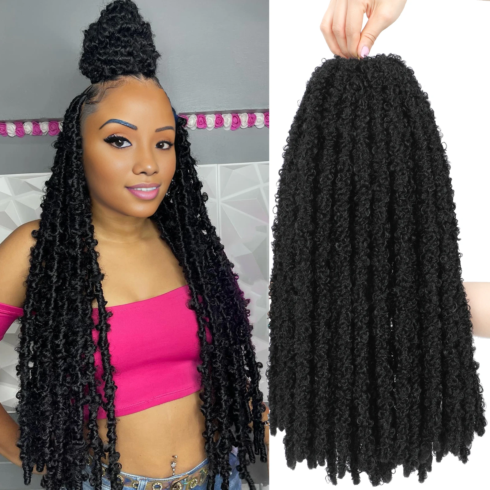 

Синтетические крючковые локоны Butterfly Locs, 12-36 дюймов, с предварительно прорезанными петлями, эффект состаривания, 9 прядей в упаковке