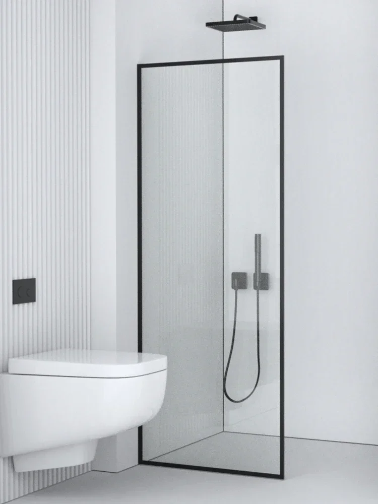 Shower room glass half wall partition door toilet dry and wet separation bathroom one-shaped screen