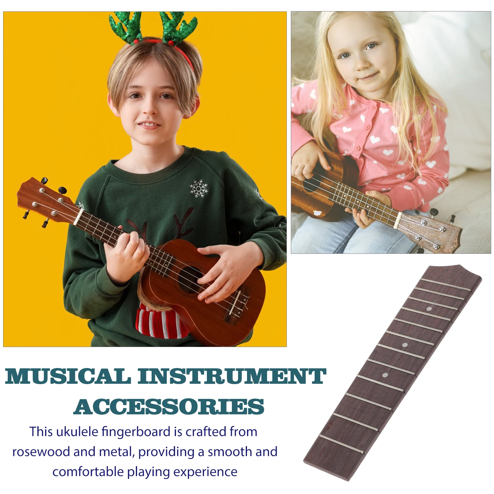 

21 Inch Ukulele Rosewood Fingerboard 12 Frets Replacement Neck Acoustic Guitar Parts Accessories Folk Music Instruments