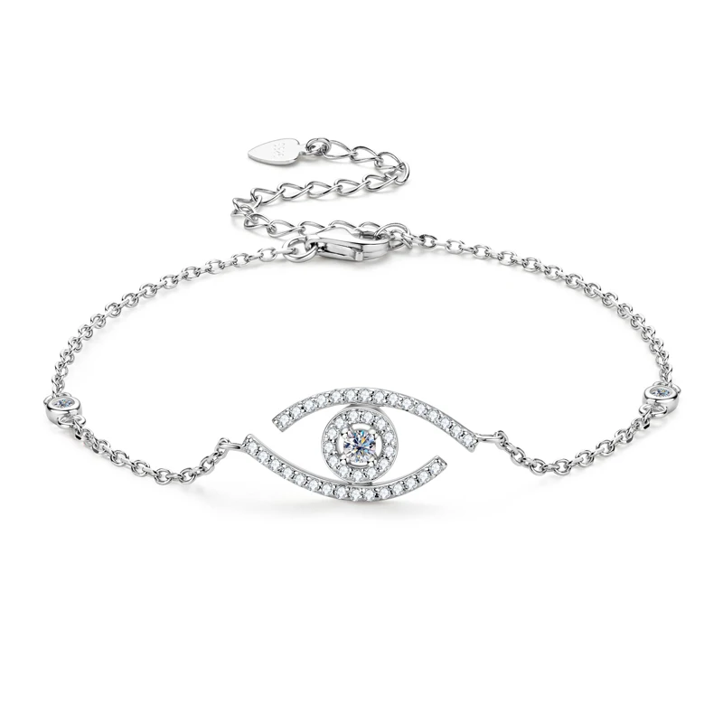 IOGOU 100% Real Moissanite Evil Eye Bracelet for Women 925 Sterling Silver Original Fashion 2022 Accessories Charm Jewelry