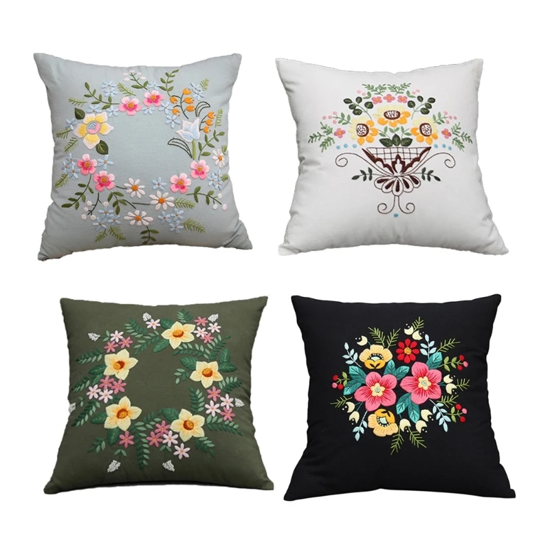 Embroidery Pillow Covers Kits Semi-Finished Stitching Set Pillow Covers Sewing Kits Sewing Supplies Christmas Gift