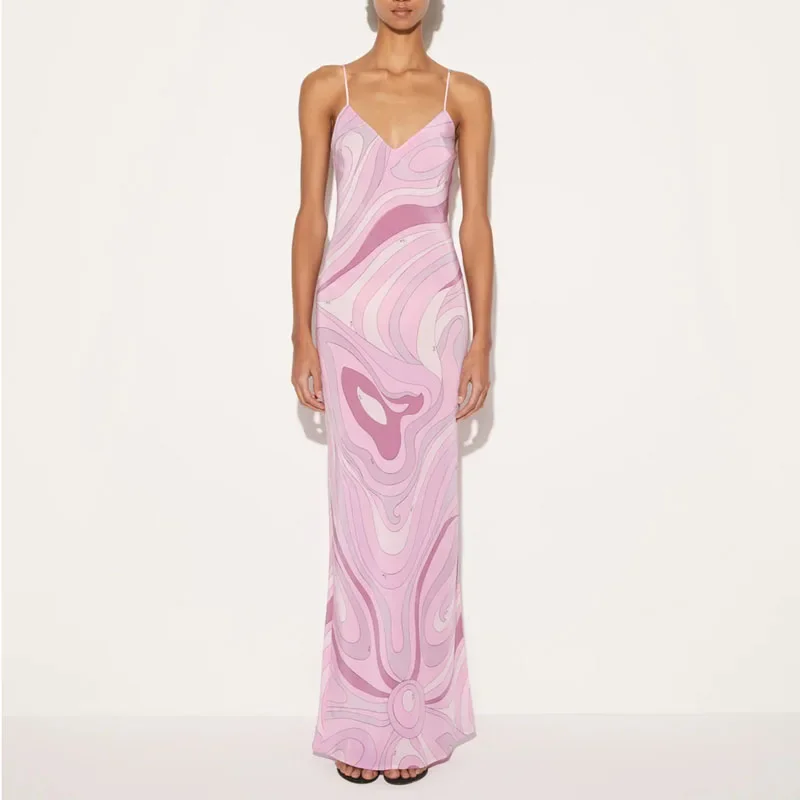 Vestidos Mujer Frühling Druck Vintage Party Kleid Frau Sexy V-ausschnitt Backless Hohl Lange Kleider Sommer Ärmel Schlitz Boho Kleid