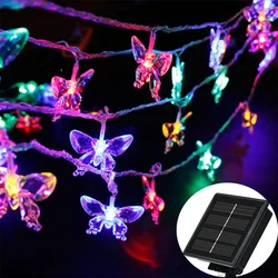 Crystal Butterfly Outdoor Solar String Lights 20/30/50/100 LED Light 8 Mode IP65 Waterproof Patio Garland Street Christmas Lamp