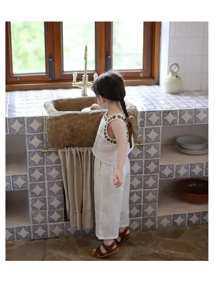 سترة + بنطال واسع الساق مكون من قطعتين ملابس أطفال على الطراز الكوري للأطفال الصغار #6