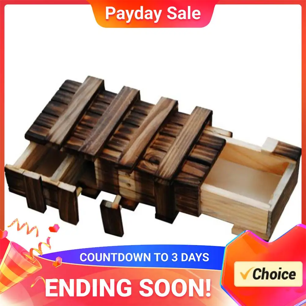 Wooden Brain Teaser Box Portable with 3 Drawers Vintage Puzzle Boxes Lightweight Flexible Fingers for Holiday Activities Gifts