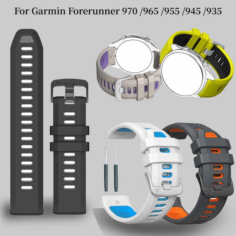 Smart Watch Strap 22 mm Silikon-Uhrenarmband für Garmin Forerrunner 970 Forerrunner 955 965 935 945 Herren-Sportuhrenarmband