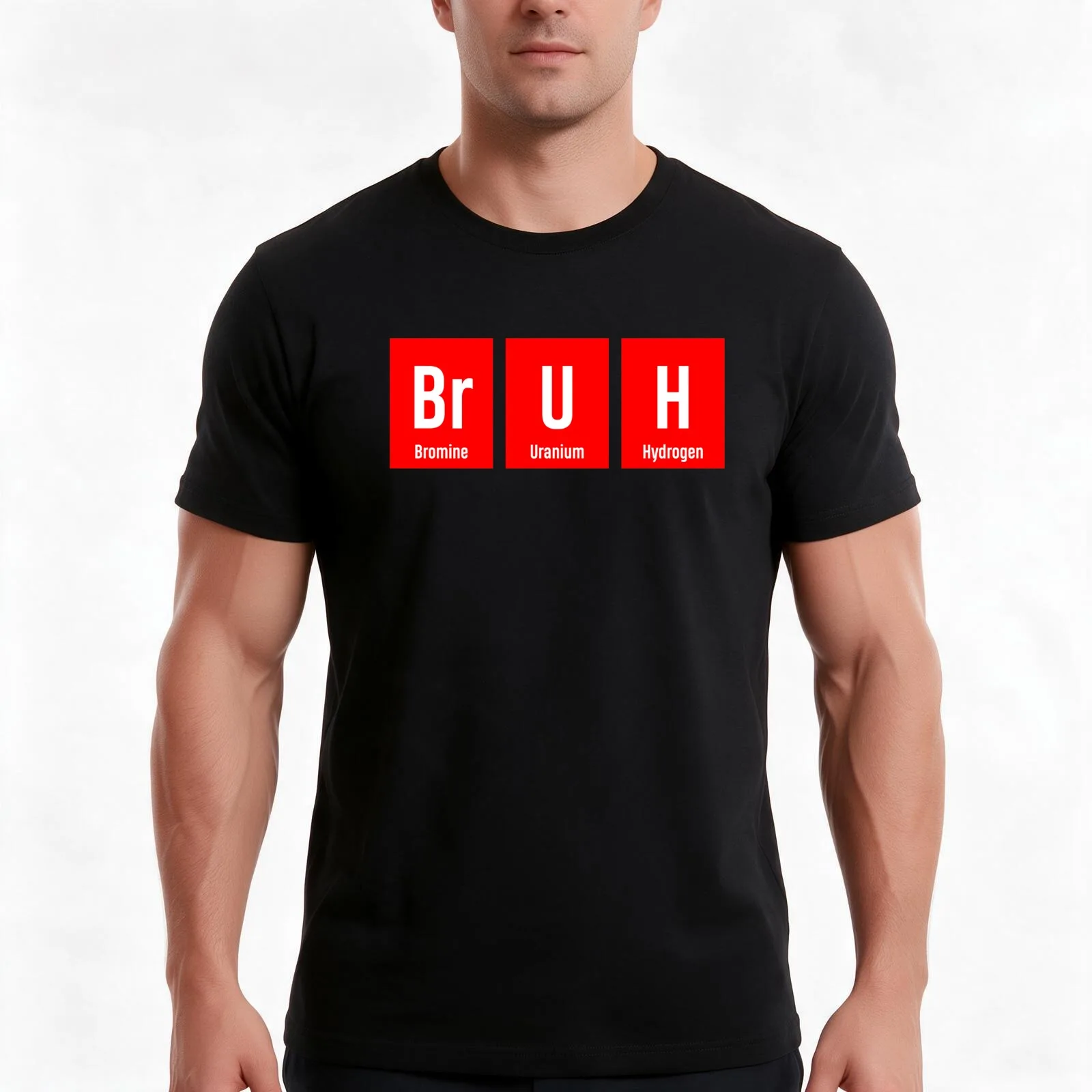 Bruh Chemistry Periodic Table Science T-Shirt, Summer Casual Cotton Tee, Oversized Streetwear Tops, Vintage Graphic Print