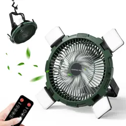 Camping Fan with LED Lantern 8000mAh Battery Rechargeable Outdoor Camping Fan 4 Speed Powerful Table Fan forCamping Emergency