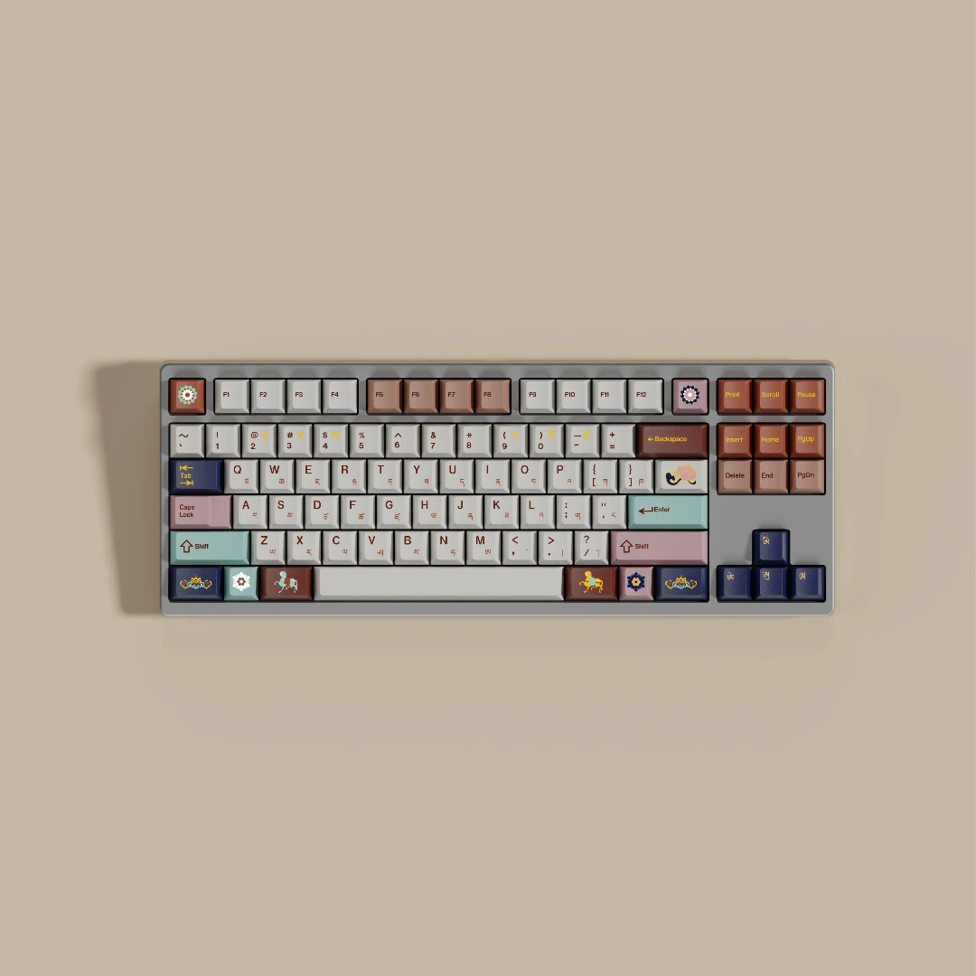 KKB Keycaps Nine Color PBT Dye Sublimation Cherry Height Brown for Mechanical Keyboard AULA F75 Ajazz AK820 Pro Mad 60he 68he