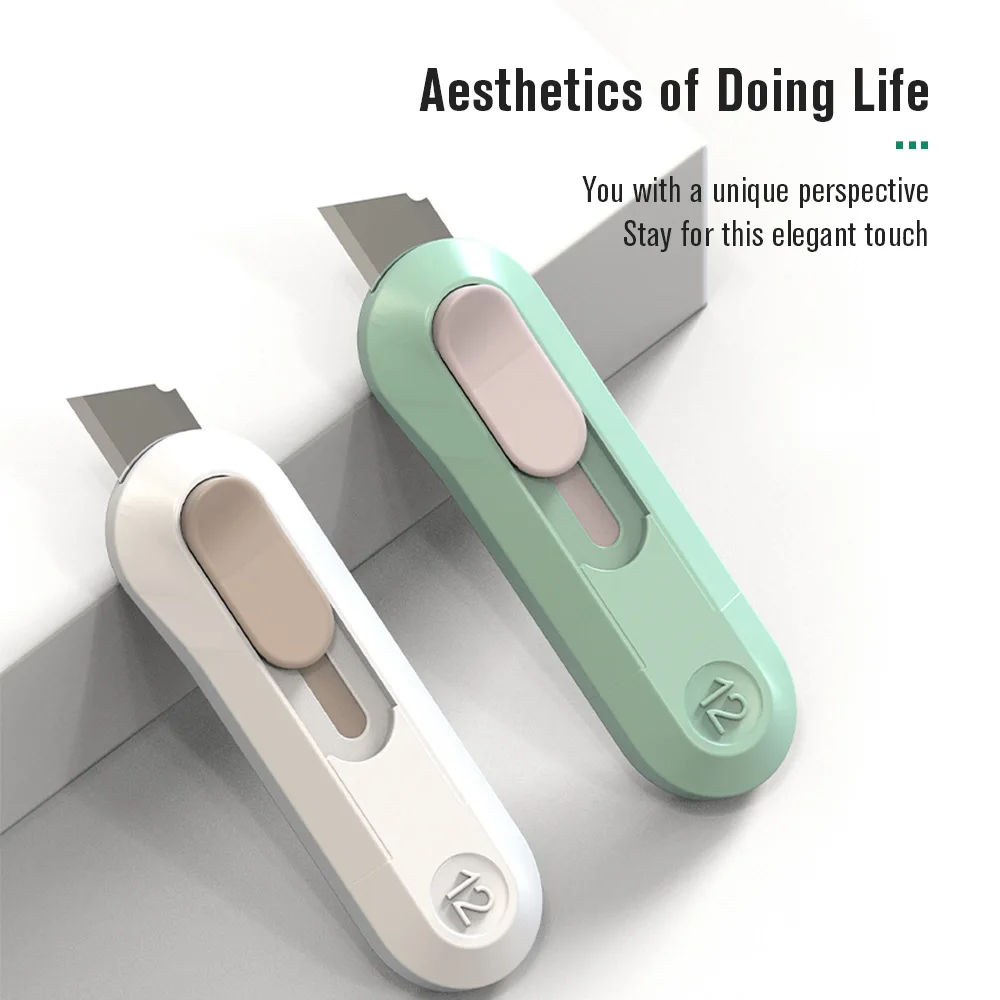 Retractable Utility Knife Mini Paper Cutter Portable Artwork Knife Automatic Box Opener Pocket Cutter For Office School Supplies