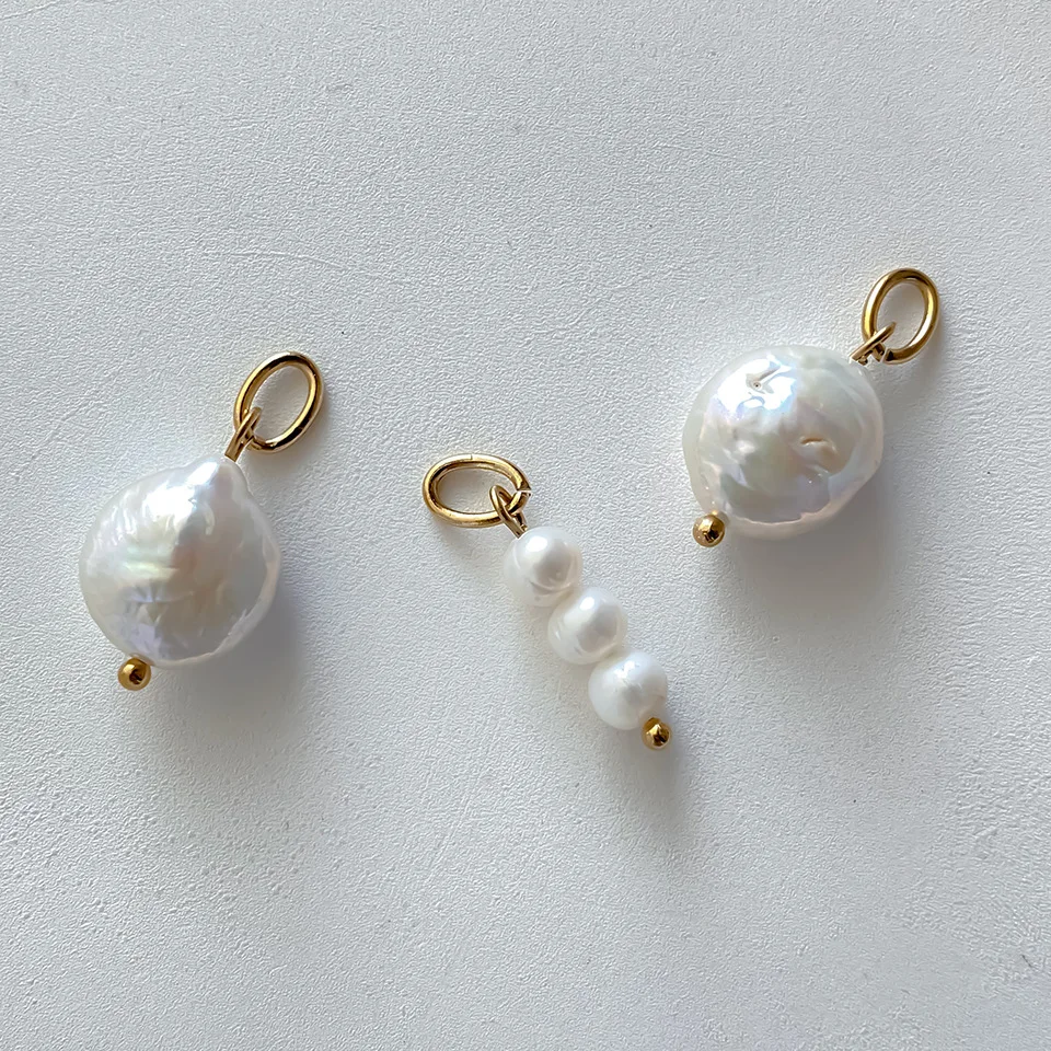 Natürlicher Süßwasserperlen-Anhänger 14K Vergoldeter Edelstahl Barocke Perlen-Charms für DIY Halsketten-Schmuckherstellung Zubehör – Detail 3