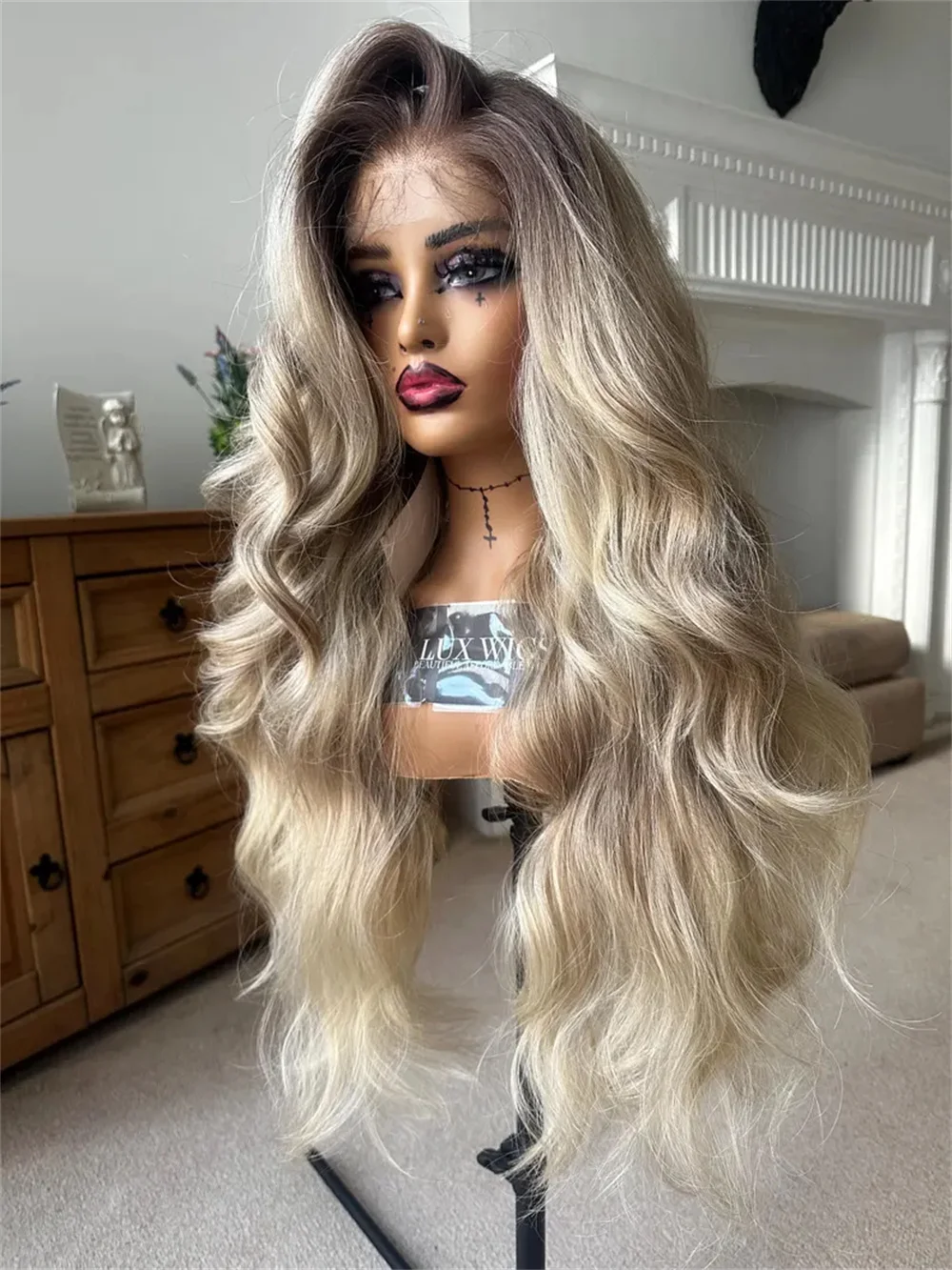 Thick Long Blonde Lace Front Wig Instant Gorgeous Long Hair Blonde Balayage Wig 26