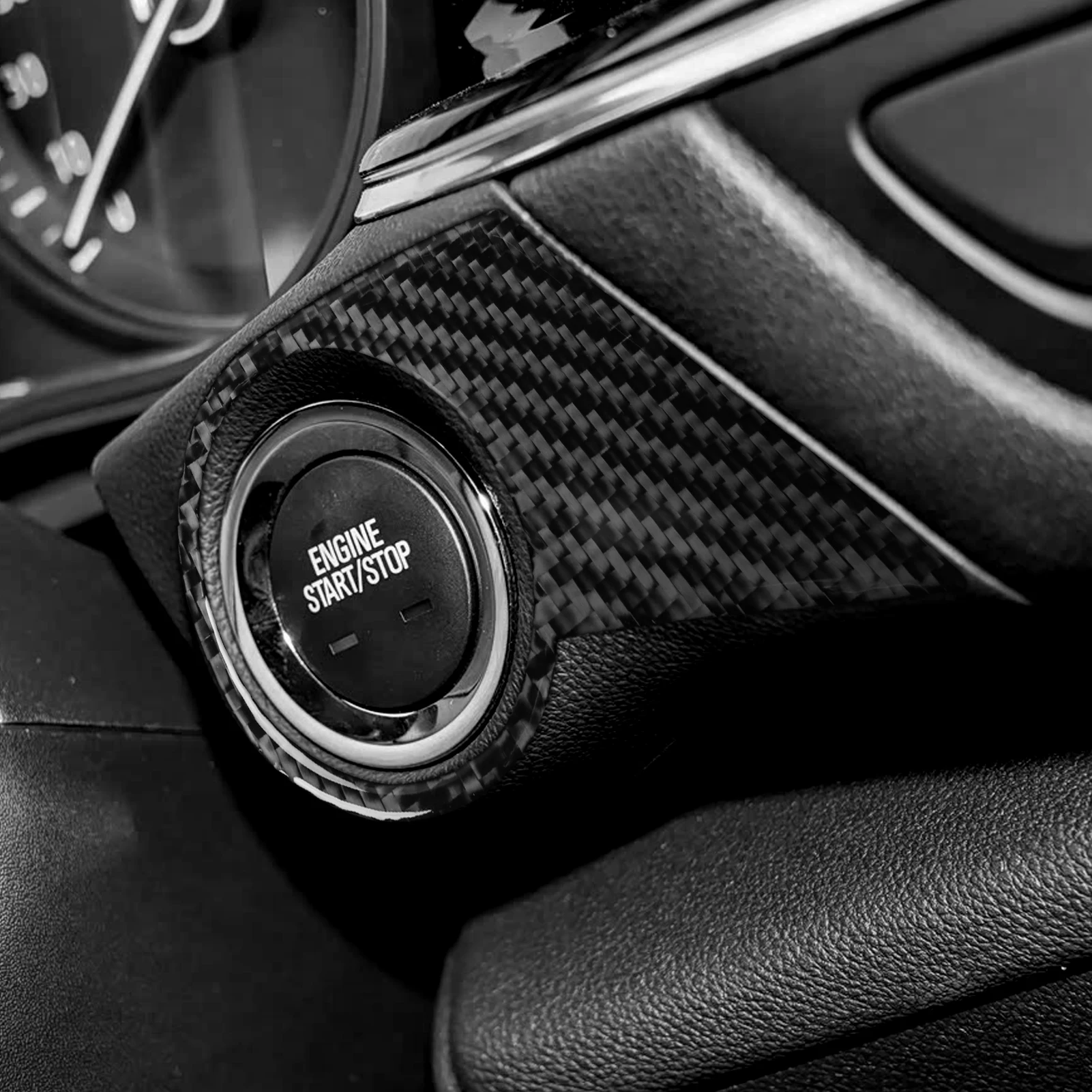 Für Buick Regal 2017-2020 Carbonfaser One-Touch Zündschalter-Knopf Bedienfeld-Abdeckung Dekoration Auto-Zubehör Aufkleber