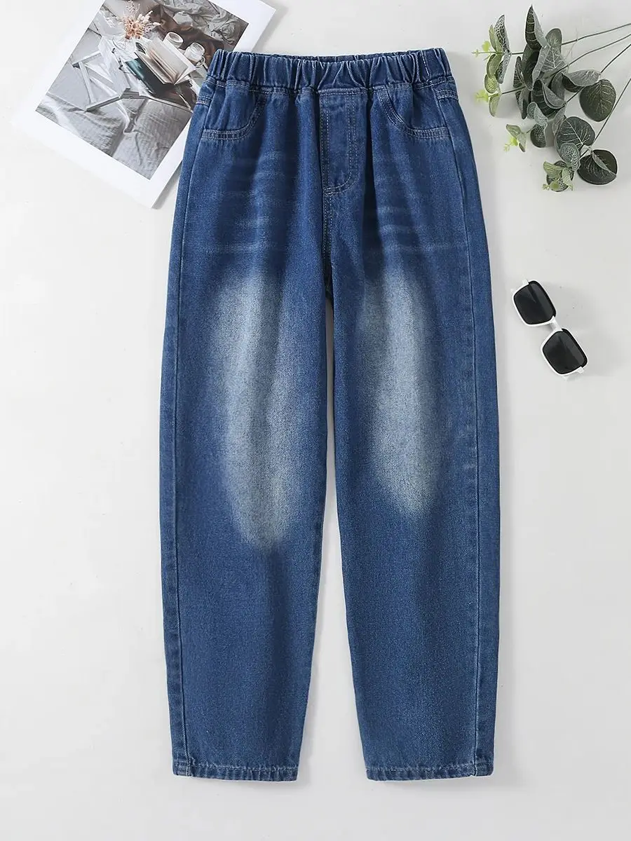 

Spring and Autumn Trendy Casual Sports Loose Straight Pants Foreign Trade Boys' Retro Wide-Leg Denim Trousers