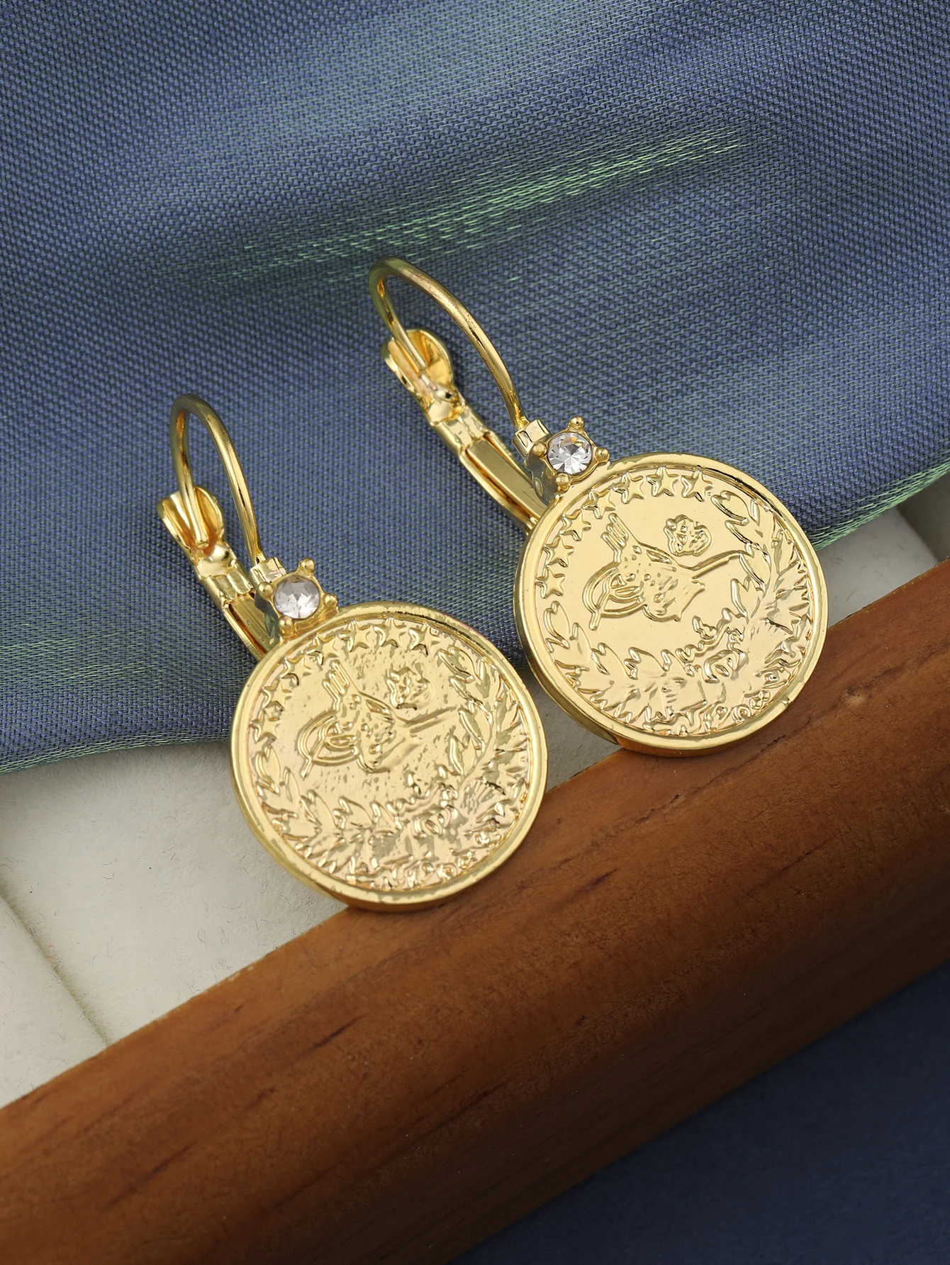 Turkish Popular Bride Earrings Coin Shaped Earrings Gorgeous Noble Women Jewelry Round Ear Decoration