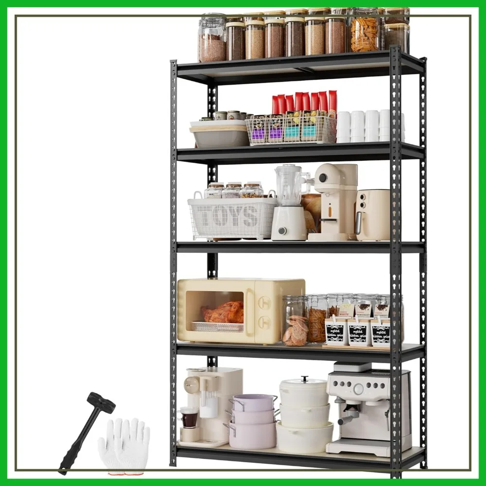 

5-Tier Storage Shelf, 72"H Heavy Duty Adjustable Shelving Unit 2180LBS Capacity, for Garage, Basement, Kitchen, Pantry, 27.6"Wx11.8"Dx60"H, Black