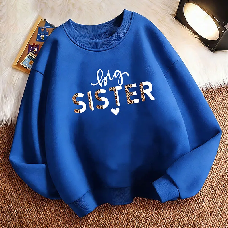Fashion Children's Sweatshirt Pullover Spring  Big Sister Heart Crew Neck Graphic Print Hoodie Girl Kids Hoody - view 4