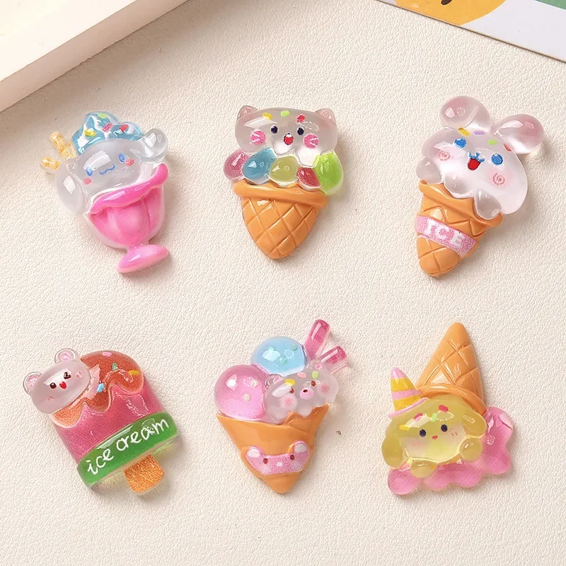5pcs Cartoon Resin Flatback Cabochons for Diy Jewelry Making Crafts Material ice cream sanrio kt pompompurin image 4